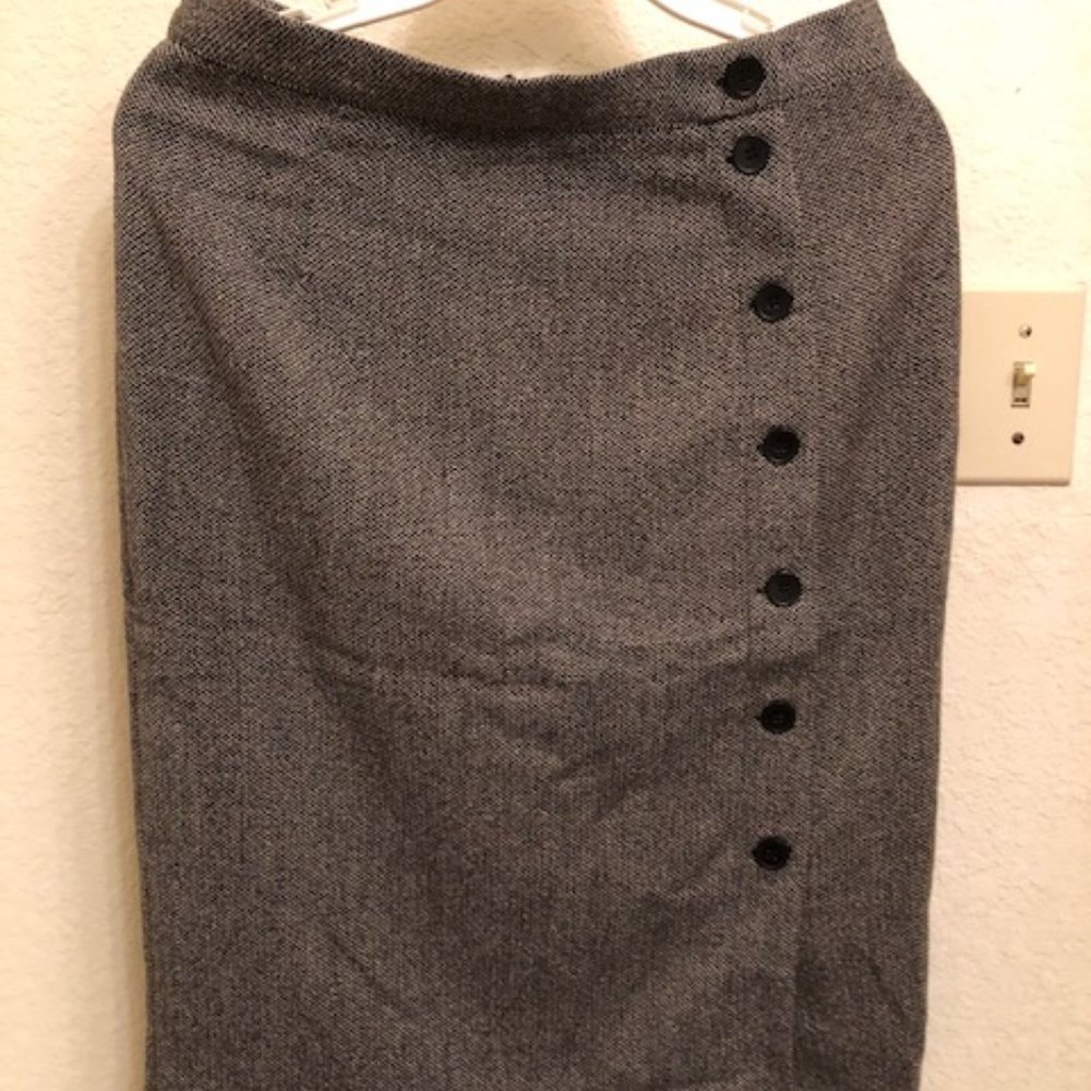 H&M Black/ Grey Pencil Skirt with Button Detail
